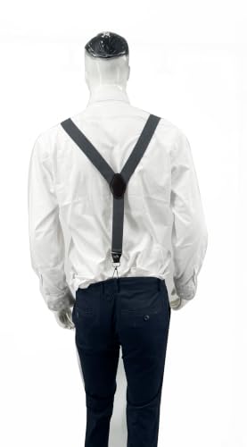 Image of Mens Suspenders with 3 Swivel Hooks Belt Loops 1.4 Inch Wide Heavy Duty Adjustable Braces