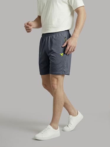 Image of TECHNOSPORT Men Solid Slim Fit Sports Shorts Techno LITE UPF50+ Polyester Mid Rise Drawstring Shorts Pant for Men Gym Workout Running Cricket Casual Quick Dry