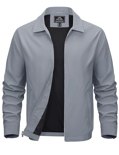 Image of MAGCOMSEN Men's Lightweight Jackets Full Zip Up Light Coat Laydown Collar Jacket Casual Windbreaker Jacket with Zip Pockets