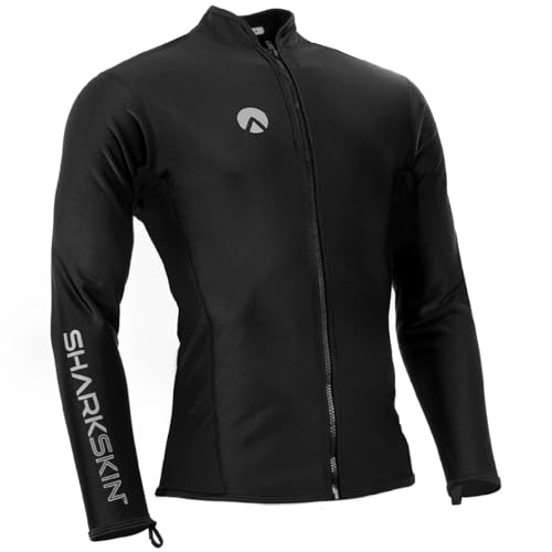 Sharkskin Men's Chillproof Long Sleeve Full Zip Top, Black/Blue 2X-Large