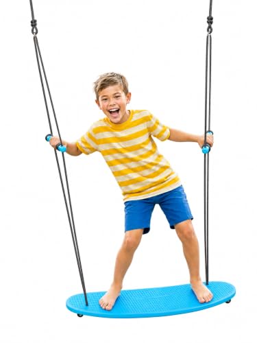 Swurfer Kick Stand Up Tree Swing Outdoor Swingset for Kids with Adjustable Handles Outdoor Play Equipment Weatherproof Easy Installation 200 lbs Ages 6+ Blue