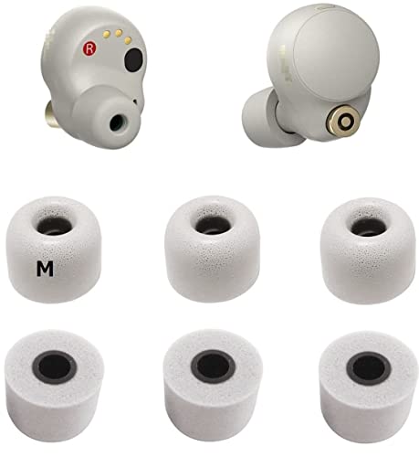 A-Pcas 低反発イヤーピース SONY用 WF-1000XM4用 ウレタン製ノイズキャンセリングイヤーピース WF-1000XM5用 WF-C700n用 記憶フォームイヤーチップ Fit in the Case 遮音性 フィット感 装着感向上 【プラチナシルバー・Mサイズ3ペア】 SM