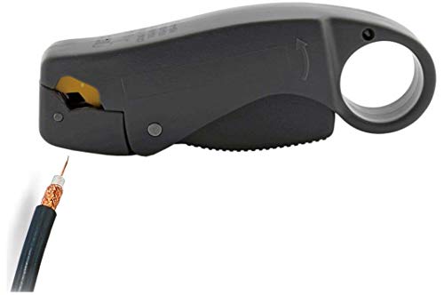 HT-322 by Hnalong Tools Best Cable Stripper, Ergonomic design easy to accommodate in hand while removing 2-3 layers of cable jacket Multifunction Rotary Coax Coaxial Cable Cutter Tool RG58 RG59 RG6