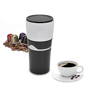 Zerodis Portable Drip Coffee Maker, 450ML Travelling Drip Coffee Machine Office Camping Hot and Cold Brew Coffee Makers for K Cup Capsules(Black and white)