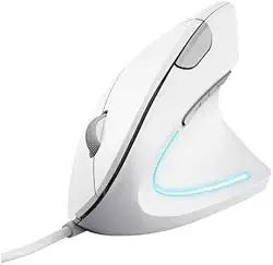 Mouse Gamer Ergonômico Inland Sounds USB – Óptico com LED e Design Vertical (Branco)