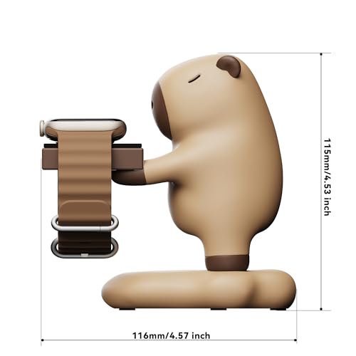 RISOKOKU for Apple Watch Charger Stand Holder Compatible with Apple Watch Series Ultra2/Ultra/SE2/10/9/8/7/6/SE/5/4/3/2/1(49mm,46mm,45mm,44mm,42mm,41mm,40mm,38mm),Cute Capybara iWatch Charging Dock - Image 6