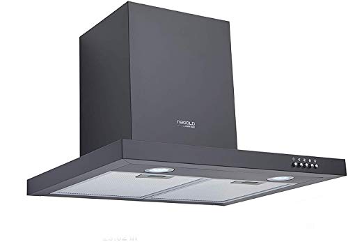 Image of Hafele Nebel Nero 60, 750 m3 /hr Wall Mounted Chimney (Aluminium Mesh Filter, Push Control, 2 Bright LED Lights), Black