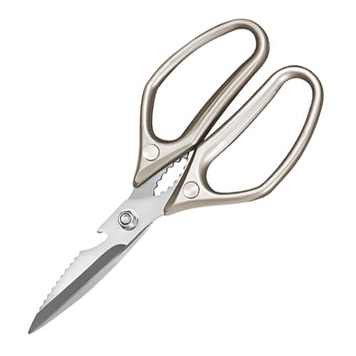 Forbici da cucina con manici in metallo, forbici affilate in acciaio inox con chiusura di sicurezza e meccanismo a molla (KD2)