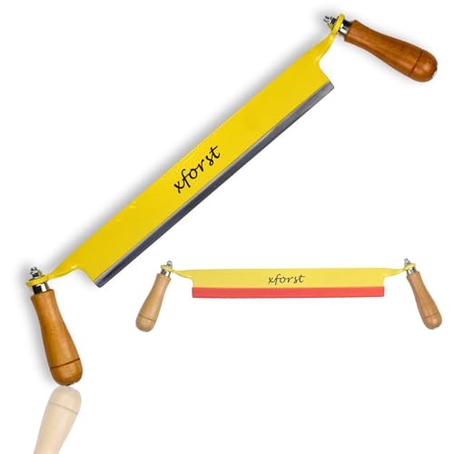 Xforst Zugmesser X-ET33 | Ziehmesser Entrindungswerkzeug 26 cm | Rindenschäler Wagnermesser mit Holzgriffen für Holzbearbeitung & Entrindung