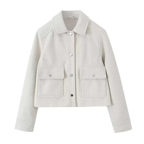 Veste d'automne décontractée coupe mi-saison femme blanc S