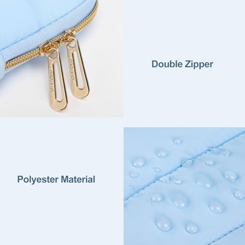 Image of MOSISO 13-14 inch Laptop Case, 13.3 inch Puffy Laptop Sleeve Compatible with MacBook Air 13 13.6 M3 M2 M1 /Pro 13 /Pro 14, HP, Dell, ASUS, Lenovo, Polyester Horizontal Bag with Small Case, Air Blue
