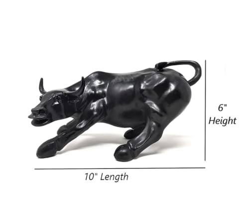 Image of UAG Exports Black Gloss Charging Bull Statue | Geometric Polyresin Bull Idol for Stock Market Success, Office Desk Decor, Trading Room Showpiece & Corporate Gifting (9 Inch)