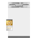 Exquisit START Einbaugeschirrspüler 45 cm, Teilintegriert, 9 Maßgedecke, 9 Liter, Startzeitvorwahl, ECO-Modus, EGSP51009-EB-030E inox