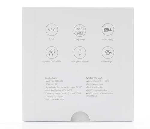 Avantree BTTC-580-TTN Orbit Bluetooth 5.0 Audio Transmitter For Tv With 5.1 Surround Sound Passthrough Support thumb #9