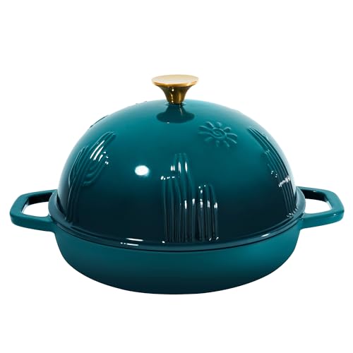 Comparison: Best Countertop Oven For Baking Bread 11 Flavehc Bread Oven Cast Iron Bread Dutch Oven with Cloche Lid for Bread Baking Darkcyan Enameled Cast Iron Bread Oven with Dome Lid for Sourdough, 9.8 Inches