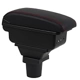 OYHCM Car Armrest Box for Toyota Yaris/Vitz Hatchback 2006-2011 Center Console Storage Arm Rest Organizer Automotive Armrests (Red Line)
