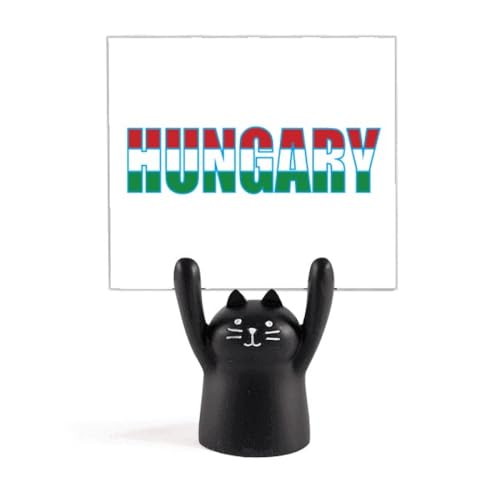 Porte-mémo chat noir Hongrie support pince note et rappel de bureau
