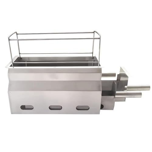 Parrilla de carbón portátil con depósito extraíble, de Acero Inoxidable, compacta para Camping con Pinza para carbón y brochetas, Ideal para Camping, Fiestas y Patios (42 x 26 cm/1