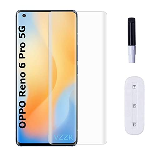 Image of UV Tempered Glass for OPPO Reno 6 Pro 5G Advanced Border Less Full edge to edge Full Screen Coverage UV Screen Protector Guard with Installation Kit - Pack of 1