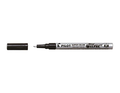 Pilot - Set of 6 Super Colour Markers, Aluminium Body, Thin Tip, Silver.