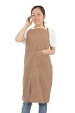[ワンディーベル] エプロン 前掛け シンプル メンズ レデイース カフェエプロン 無地 大容量ポケット (ライトブラウン)