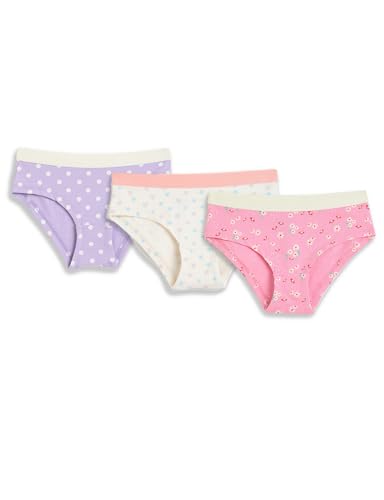 Image of Amazon Brand - Symbol Girls Assorted Prints Cotton Stretchable Briefs with Soft Waistband | Aged 3-14 Years (Available in Combo Pack of 3 and 6)