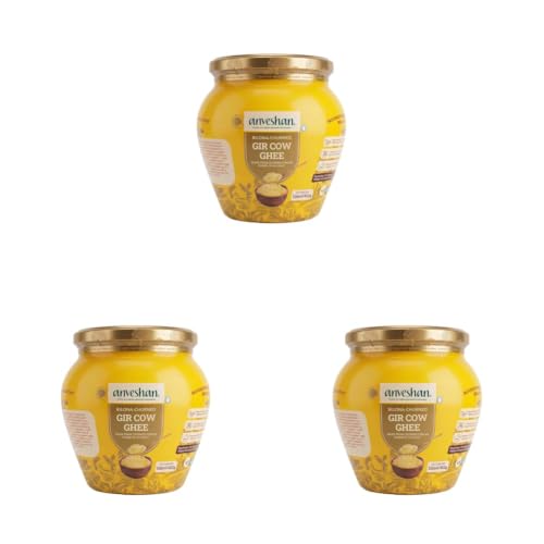 Image of Anveshan A2 Gir Cow Desi Ghee 500ML | Bilona Method | Curd-Churned & Cultured | Pure, Natural & Danedar | Lactose-Free, Gluten-Free | Grass-Fed | Lab Tested | Traditional Desi Ghee (Pack of 3)