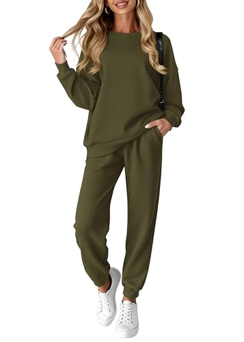 KIRUNDO Sweatsuits Women 2 Piece Outfit Matching Lounge Set(Army Green,M) - image 1