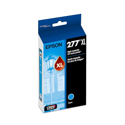 EPSON 277 Claria Photo HD Ink High Capacity Cyan Cartridge (T277XL220-S) Works with Expression Photo XP-850, XP-860, XP-950, XP-960, XP-970