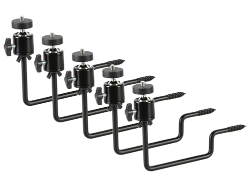 Folgtek 5 pezzi supporto per fotocamera con attacco a vite universale Startiv 1/4''-20 sulla parete albero (nero, su albero, 5 pezzi)