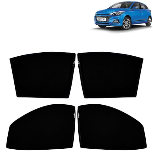Image of KINGSWAY Car Sun Shade Curtains Only Compatible with Hyundai Elite I20 (2018 to 2020) | Z-Black Fix-Type (Non-Magnetic) | UV & Heat Protection | Pack of 4 Pcs