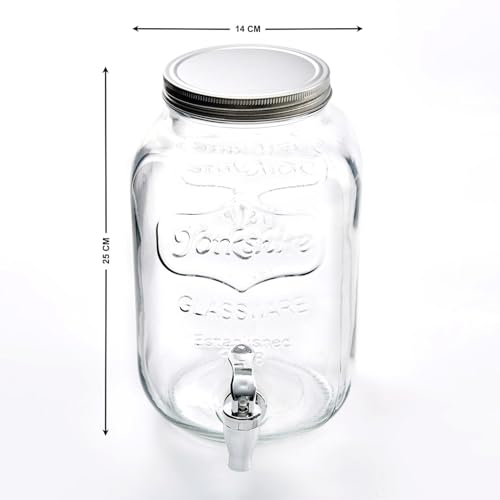 Image of 4 litres Mason Glass Beverage Dispenser | Airtight Lid, Wide Mouth, Leak-Proof Spigot | Perfect for Detox Water, Infusions, Parties & Events