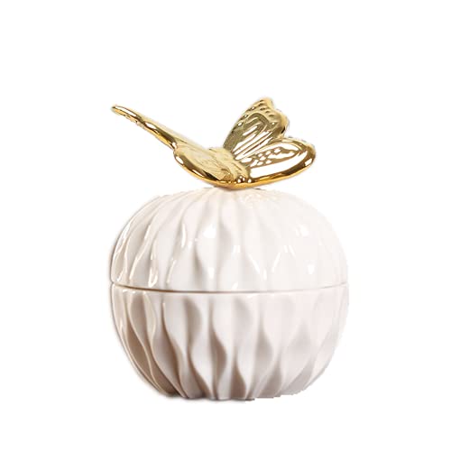 whungfa Golden Cute Animal butterfly Ceramic Jewelry Box Ring Storage Jar Animal Candy Box for Keeping Holding Ring, Necklaces, Jewelry, Earring, Keys,wedding Candy, 4.2 Inch