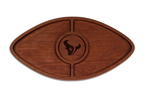 The Memory Company Officially Licensed Acacia Football with Round Center Serving Board, Houston Texans