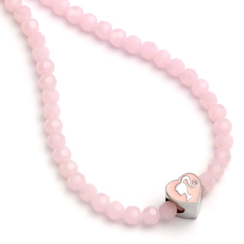 Barbie™ Collana Di Perline Rosa Con Ciondolo A Forma Di Cuore, Misura Unica, Zinco