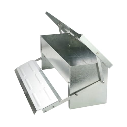 CROWNSHOP Automatic Chicken Feeder Rat Proof 5KG Aluminium Treadle Poultry Feeder for Clean and Convenient Feeding - Ratproof Water-Resistant Self-Opening Feeder for Chicken Ducks and Most Poultry