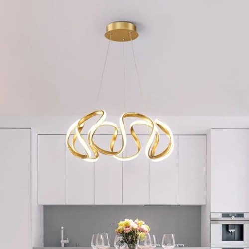 Image of Unique Design 3 Light LED Chandelier Pendant Lamp for Living Room, Dining Table & Home Ceiling Decor for Bar & Hotel (Gold Chandelier)