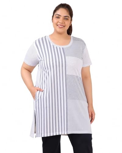 Image of In Love Women's All-Over Printed Cotton Plus Size Longline T-Shirt with Pockets