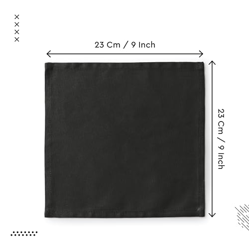 Image of Encasa XO Dining Cocktail Napkins 12 pcs (1 Dozen) Set of Large 23x23 cm (9 inchx9 inch) - Charcoal Grey - Absorbent Heavy Cotton Party Fabric Machine Washable for Home Restaurant Banquet & Hotel