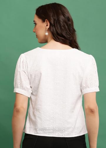 Image of Shirt for Women Printed Casual V-Neck Button Down Short Sleeve Blouse Crop Top, Stylish Collared, Formal, Trendy