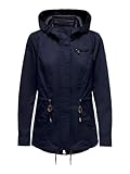 große Kapuze ONLY Damen Übergangsjacke ONLLorca Canvas Parka 15319876 leichte Jacke mit Kapuze Blue Graphite M
