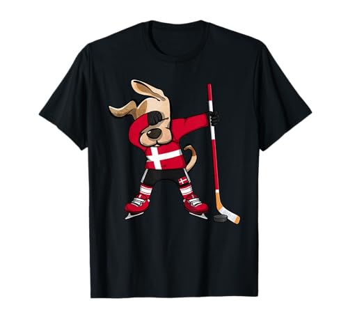 Funny Dabbing Dog Denmark Ice Hockey Fans Jersey Dab Player T-Shirt