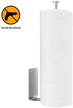 Adhesive Wall Mounted Paper Towel Holder – Quick Load Stainless Steel Kitchen Tissue Dispenser For Vertical & Horizontal Installation – For Kitchen Wall, Under Cabinet, Bathroom (Silver, 3.9Wx12.4H)
