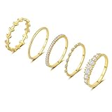 FUNEIA Stackable Gold Rings for Women Non Tarnish Trendy Dainty 14K Gold Plated Stacking Cubic Zirconia Thumb Ring Set Pack Statement Chunky Band Rings Promise Engagement Rings Size 7 8 9 10 11