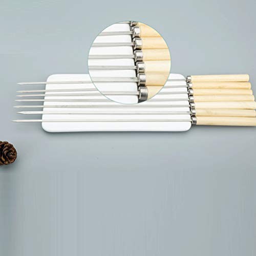 Good 50 peças de garfos de aço inoxidável para churrasco, cabo de madeira, palitos de churrasco, agu