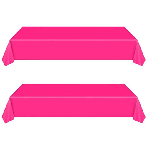 2 Pcs Nappes Rose Fuchsia Jetables, Grand 137 * 274cm Nappe Rectangulaire, Imperméables, Nappe Plastique Couverture de Table pour pour Anniversaire de...