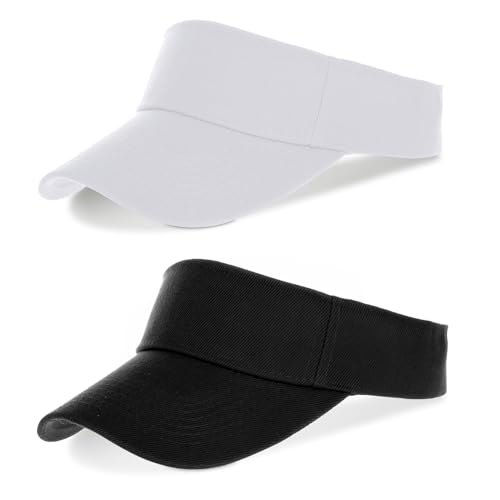 Topbuti 2 Pcs Kids Girls Boys Visor Sports Sun Visor Hats Adjustable Cotton Tennis Golf Visor Hat Beach Hat Baseball Cap (US Alpha One Size Black & White)