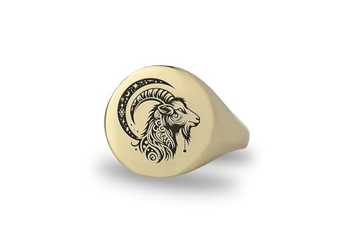Chevalière chèvre cosmique en or massif ciselé pour un style audacieux unique