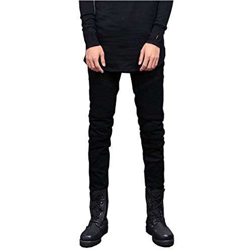 DAVID.ANN Men's Ripped Slim Straight Biker Jeans