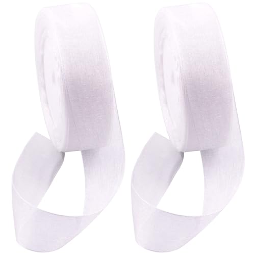 Swpeet 2 rouleaux de 45 mètres x 2,5 cm de rubans en organza scintillants blancs transparents, rubans en organza pour bouquets, mariages, anniversaires